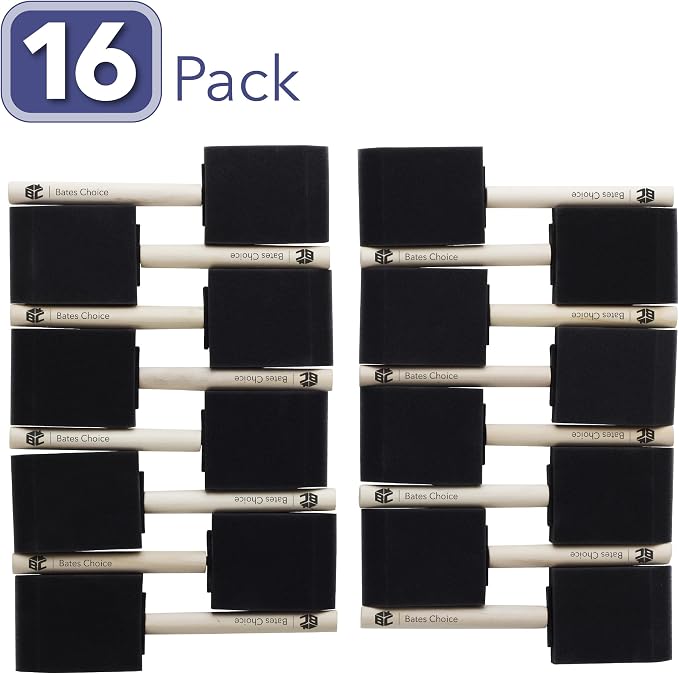 Bates- Foam Paint Brushes, 2 Inch, 16 Pack, Wooden Handle | - Image 2