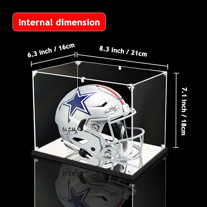 KOLIPI Mini Football Helmet Display Case Mirror Base, Acrylic Display Case - Image 6