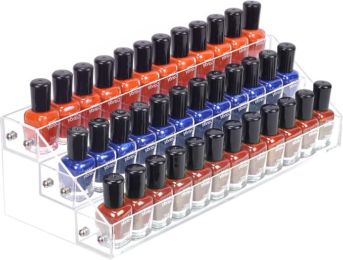 BTremary 3 Packs Clear Nail Polish Organizer Holder Shelf Rack, Acrylic Display by BTremary
