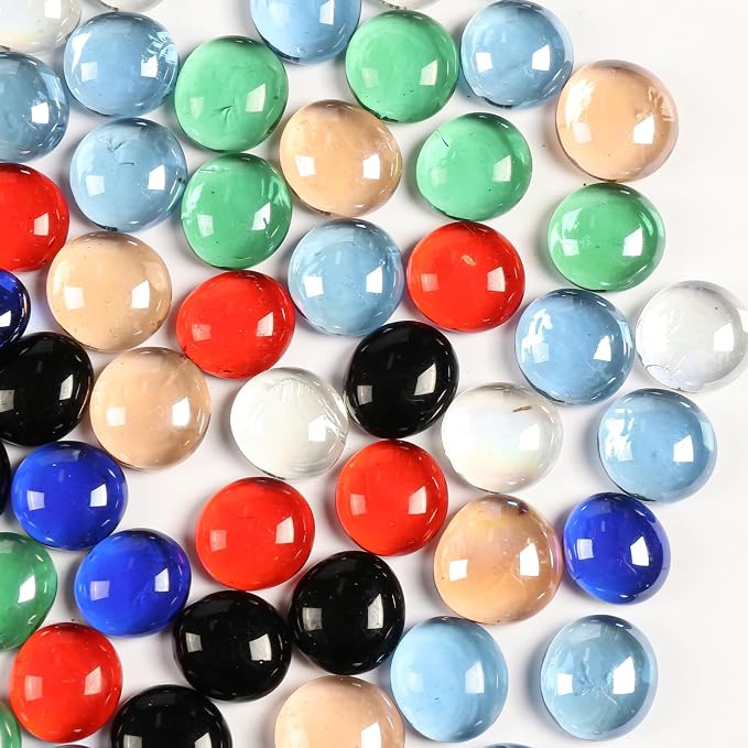 10 Pounds Fire Pit Glass, Mixed Color Gems, Decorative Flat Glass Rocks by MBKHFLL