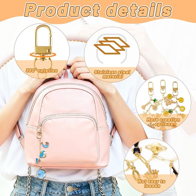 Wurosi 50 Set Paperclip Keychain Making Kit, Bag Charm Kit, 50 Keychain Clips - Image 3