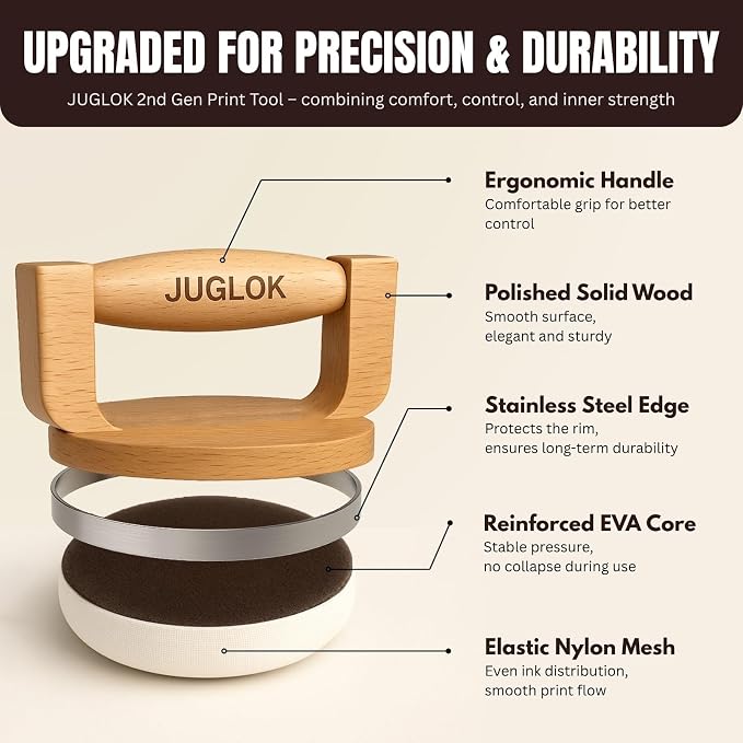 JUGLOK Wooden Printing Tool for Block Printing – 4 Inch Printmaking Tool - Image 2