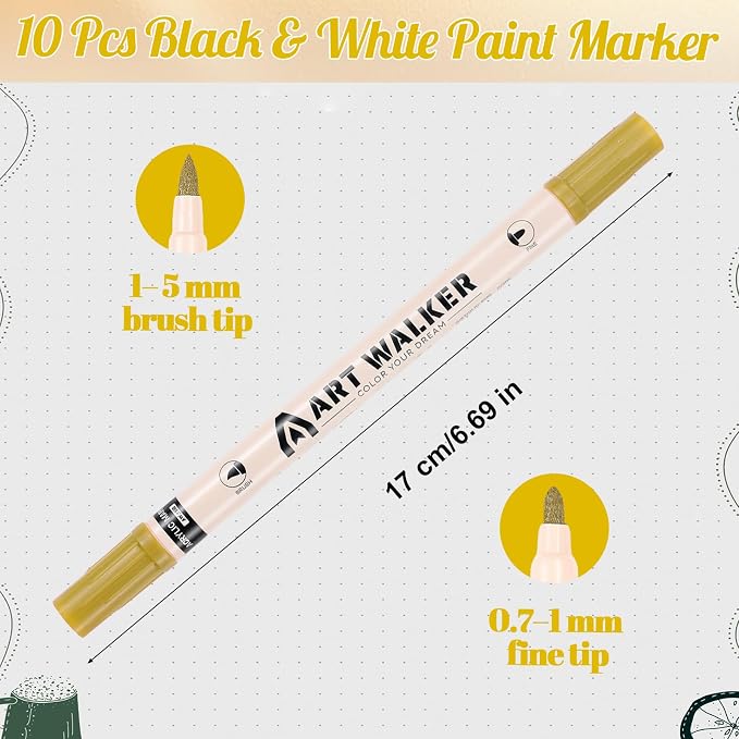 Thboxes 10 Pack Paint Markers, Dual-Tip Acrylic Paint Pen Fine Tip and Brush - Image 2