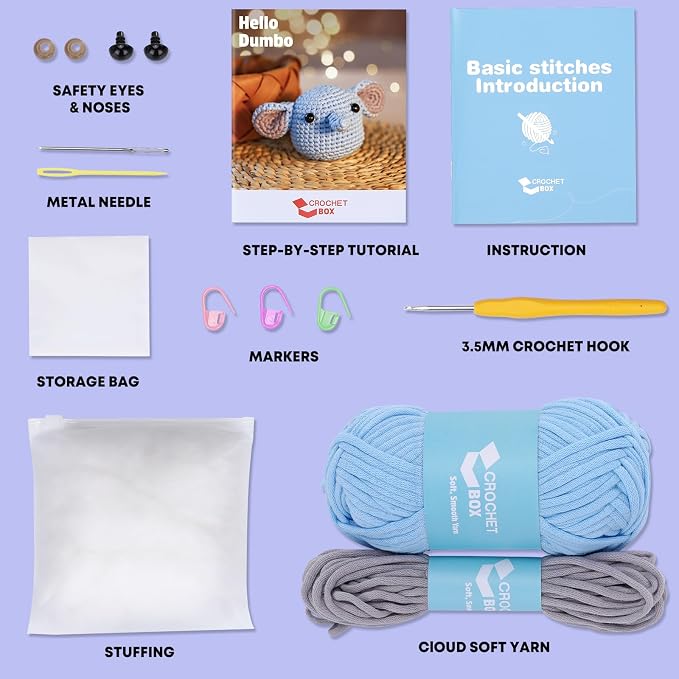 Crochet Kit for Beginners: Elephant Crochet Kit for Adults, Include Easy to Use - Image 3