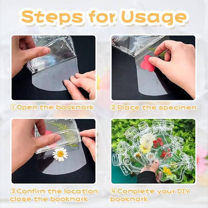 40Pcs Large Size DIY Bookmarks, Kaluofan Transparent Dried Flower Bookmarks - Image 5