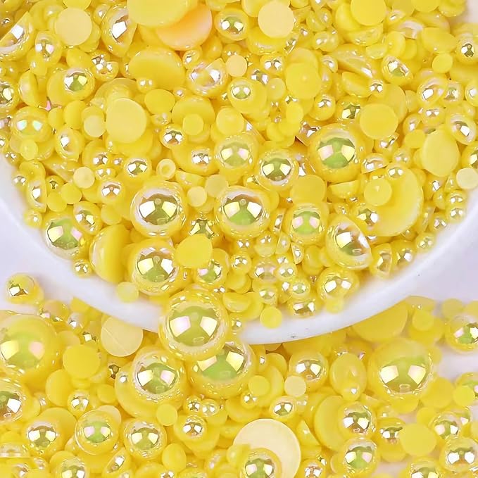 2000PCS AB Color Imitation Half Round Pearls Bead Loose Beads Gems, Mixed Sizes by UYTRDVG