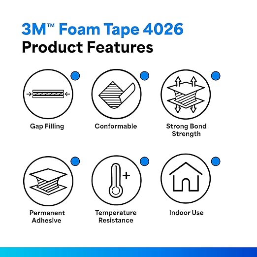 3M 4026 Double Coated Urethane Foam Tape, 0.75 in x 5 yd, 1 Roll - Image 2