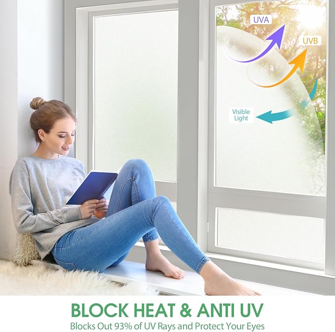 STATINT Frosted Window Film Privacy Heat Reducing UV Control Window Coverings - Image 2