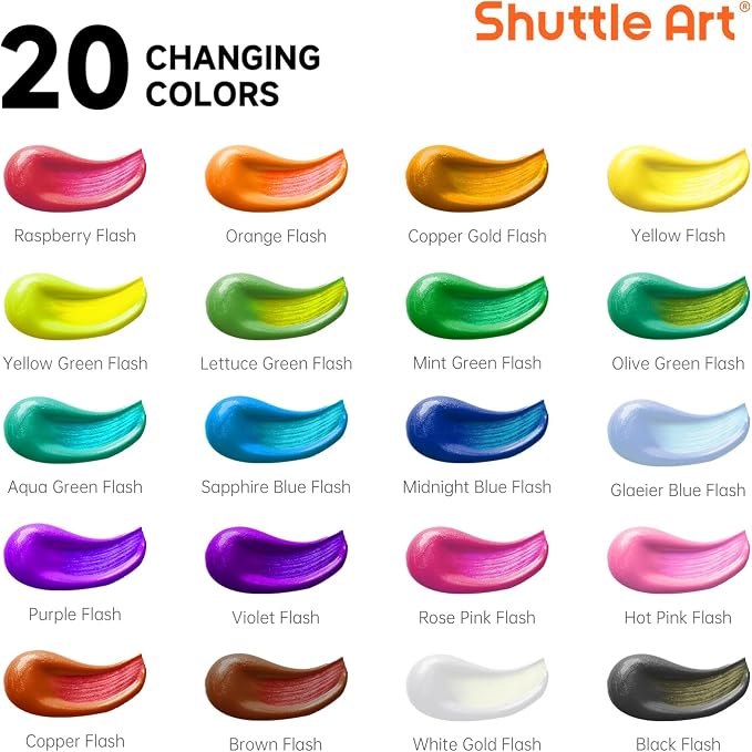 Shuttle Art Color Change Acrylic Paint, 20 Chameleon Colors Acrylic Paint - Image 3