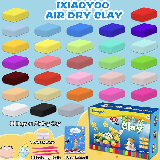 Ixiaoyoo Air Dry Clay, 30 Colors Foam Modeling Clay - Image 4