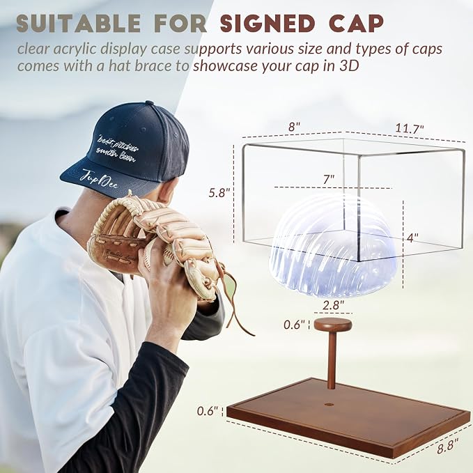 JupDec Hat Display Case, UV Protection Signed Hat Transparent Showcase - Image 6