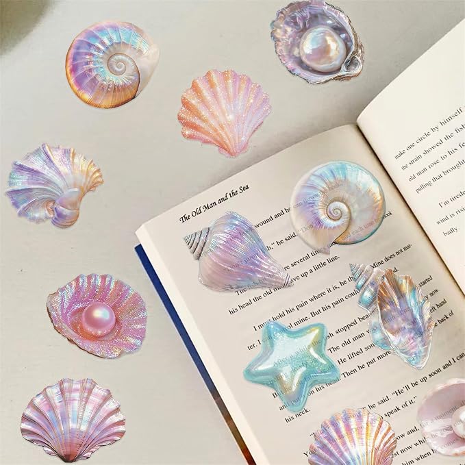 50PCS Sea Shell Stickers Aesthetic PET Conch Stickers Clamshell Pearls Decal - Image 6