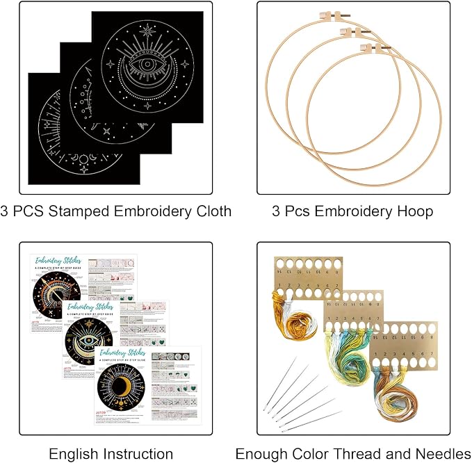 Louise Maelys 3 Set Tarot Moon Embroidery Kits - Image 2