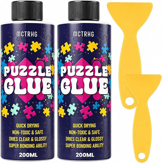 Jigsaw Puzzle Glue Clear, with Two Applicators, Easily Preserves Finished by MCTRHG