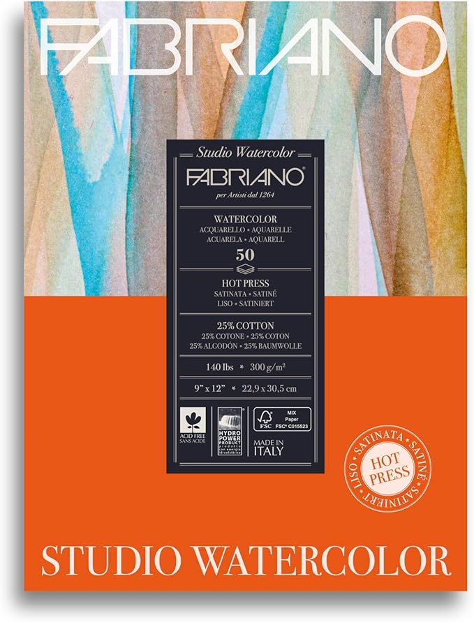 Fabriano Studio Watercolor Pad, 140 lb., 50 Sheets by Fabriano