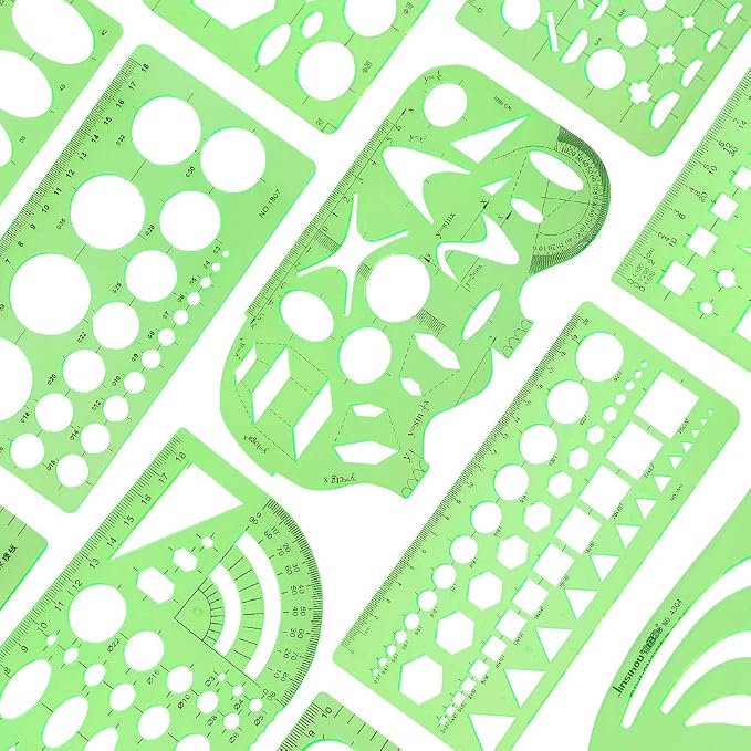 Angrox Geometric Drawings Templates Measuring Geometry Rulers 15 Pcs - Image 2