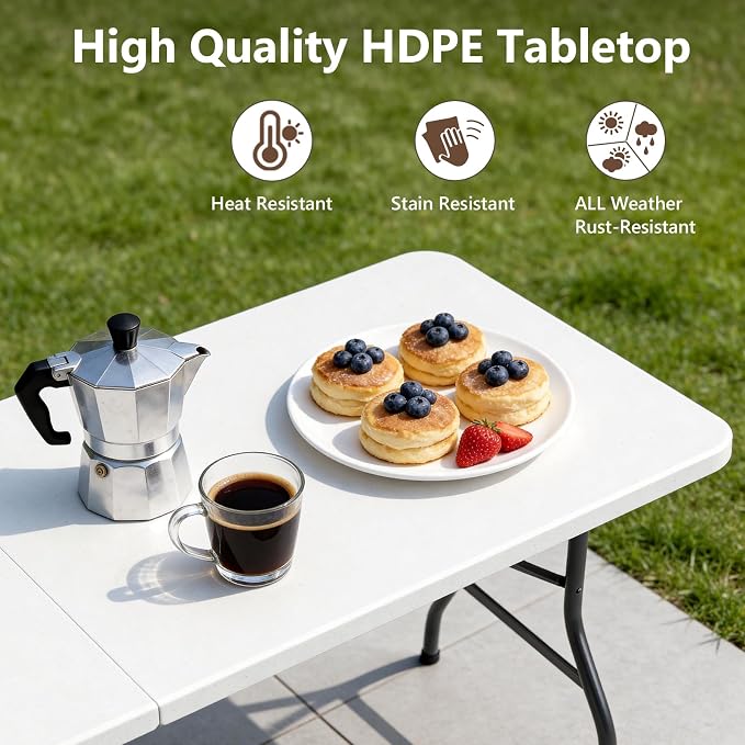 Folding Table 4 Pack, 6 FT Foldable Plastic Table - Image 9