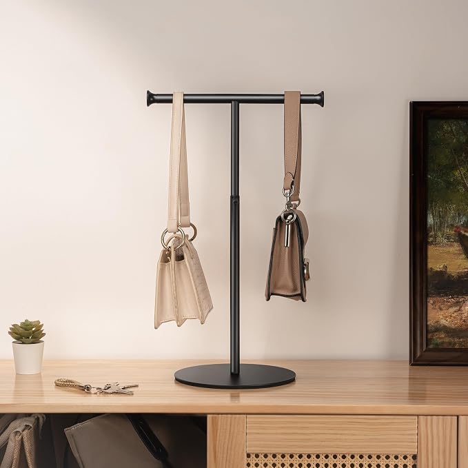 niffgaff T Bar Purse Display Stand Tabletop: Adjustable Height Handbag Holder - Image 8