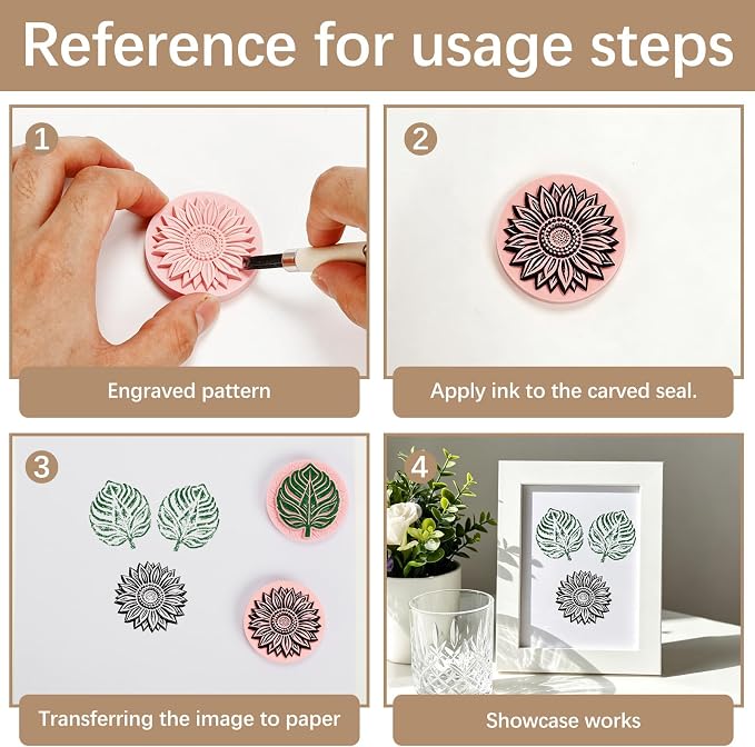 12Pcs Round Linoleum Blocks for Printmaking, 2x2in Premium Rubber Stamps - Image 5
