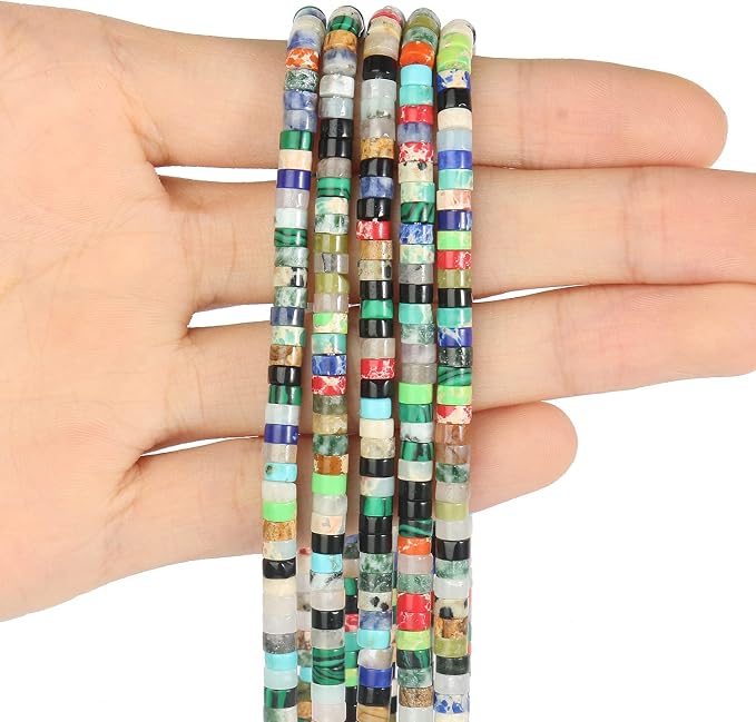 150Pcs 4×2mm Natural Mixed Color Spacer Stone Beads - Image 3