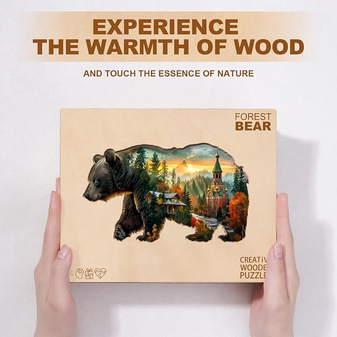Forest Bear Puzzles Adults Gifts Wooden 110 Pieces 11.4 * 6.7in - Image 8