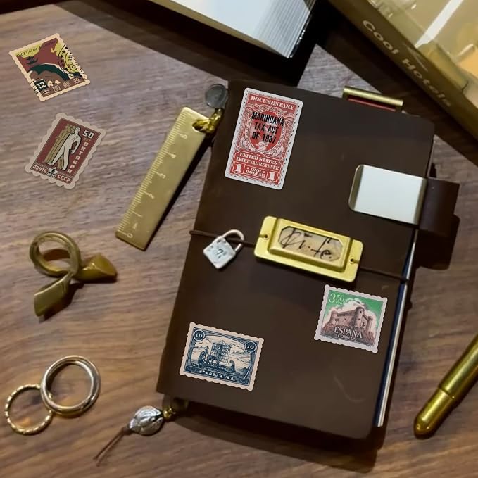 PRSTINCOL 100 Pcs Vintage Stamp Stickers - Image 8