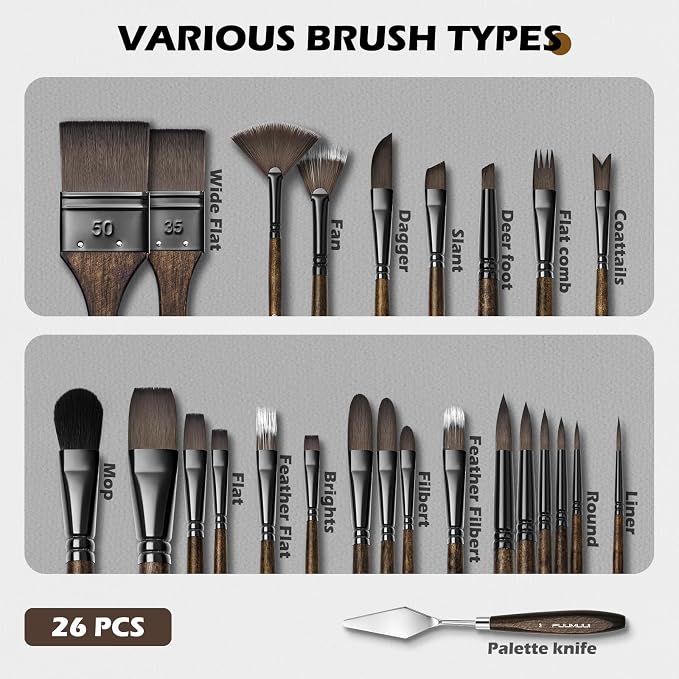 Fuumuui 26pcs Professional Paint Brush Set - Image 6