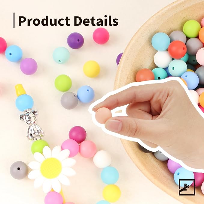 ZIFTY 240Pcs Silicone Beads for Keychain Making Kit 15mm Silicone Beads Bulk 30 - Image 3