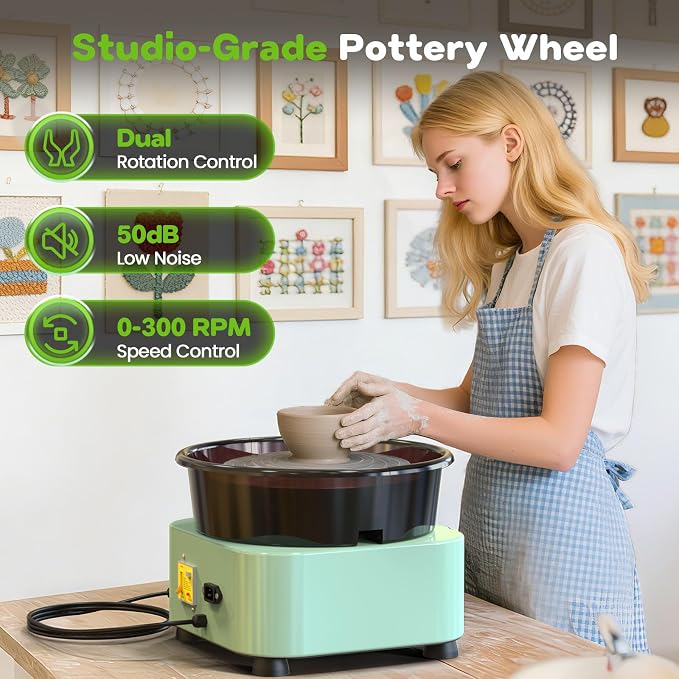 Alldeer 11-inch Pottery Wheel, 350W Electric Ceramic Forming Machine - Image 2