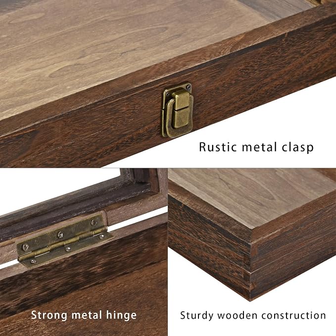 MOOCA 2 Pcs Wood Tempered Glass Top Jewelry Display Case Accessories Storage Box - Image 5