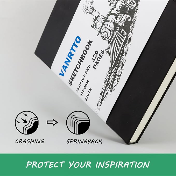 Vanrtto Hardcover Sketch Book, Square Mixed Media Sketchbook 8x8 Inch | - Image 4