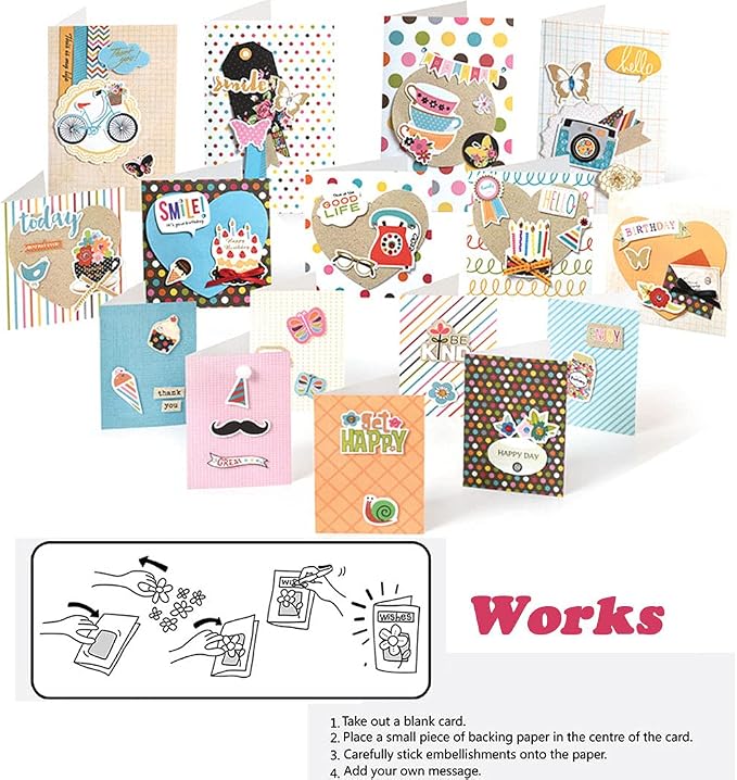 Huralona Handmade DIY Greeting Card Kits includes 16 Blank Cards 16 Colorful - Image 4