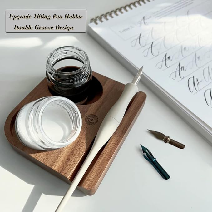 Upgrade Wooden Tilting Calligraphy Pen Holder - Image 2