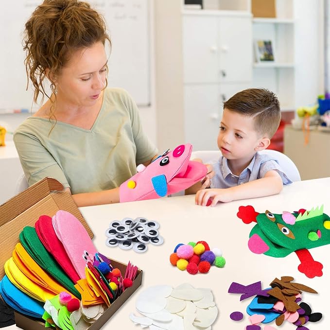 WATINC 6Pcs Hand Puppet Making Kit, Art Craft Felt Sock Puppet Toys, Creative - Image 5