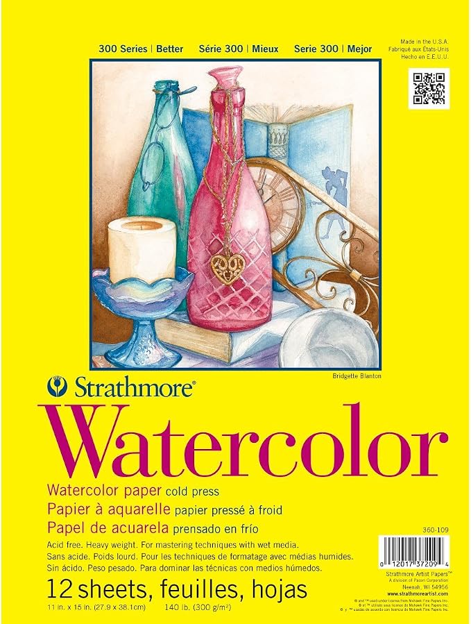 Strathmore 300 Series Tape Bound Watercolor Pad, 140 lb. Cold Press, 11 X 15 by StrathmorePaper