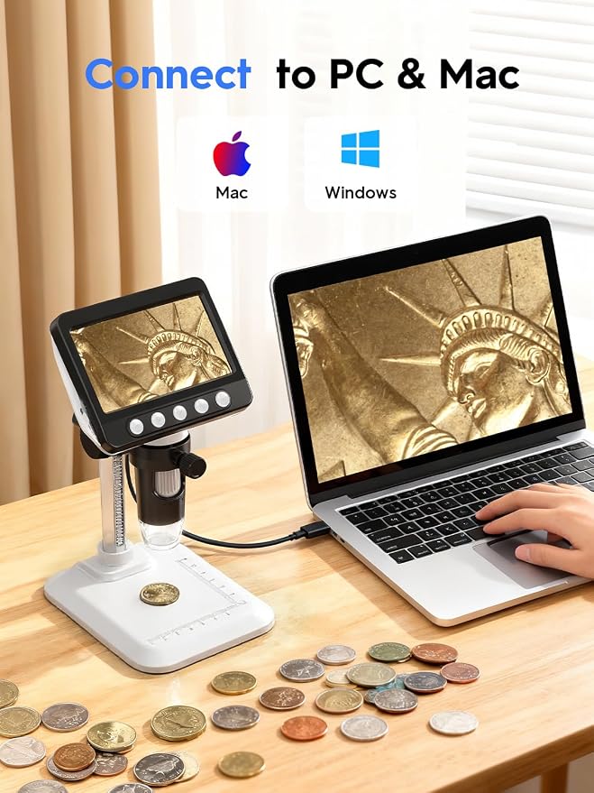 Coin Microscope, 4.3" LCD USB Digital 1000X 1080P Coin Magnifier | 8 Adjustable - Image 8