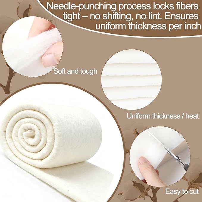 Natural Cotton Batting for Quilting Sewing Crafting & DIY Projects, Batting for - Image 3