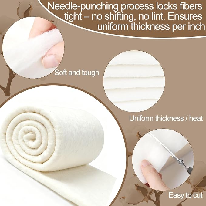 Natural Cotton Batting for Quilting Sewing Crafting & DIY Projects, Batting for - Image 2