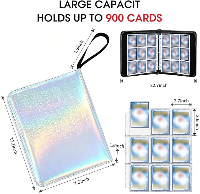 Sparkly Trading Card Binder 9-Pocket Zippered - Image 2