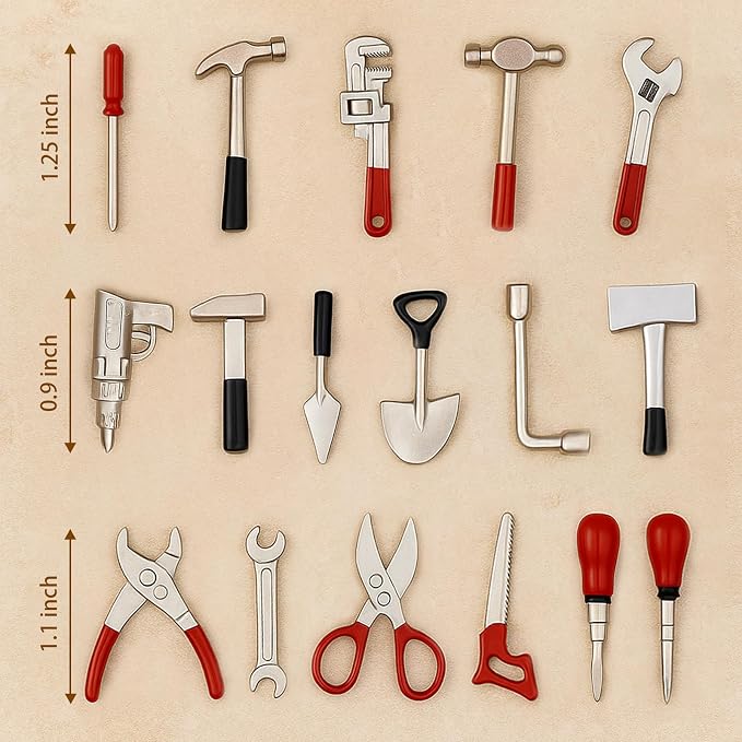 17PCS 1:12 Miniature Doll House Tools Metal Home Repair Multi-Tool Model Set Fun - Image 5
