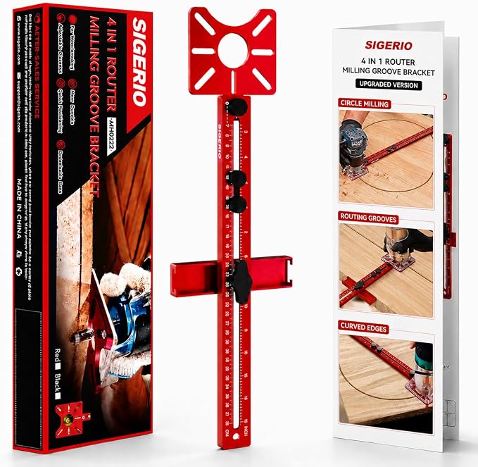 Router Circle Cutting Jig for DeWalt/Bosch/Milwaukee Compact Routers – 4 in 1 by Sigerio