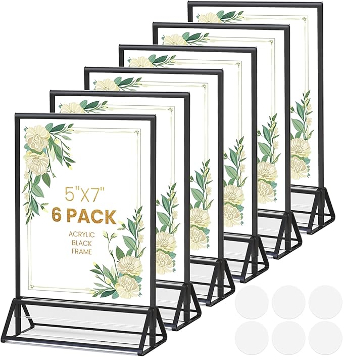 Acrylic Sign Holder 5X7 Double-Sided Black Picture Frame -6 Pack | Acrylic by AcrylicSignHolderMahjongRacks%EF%BC%8CMahjongBags