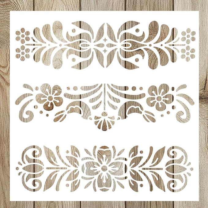 Floral Decorative Painting Stencil Templates, 12x12inch Floral Pattern by Unknown