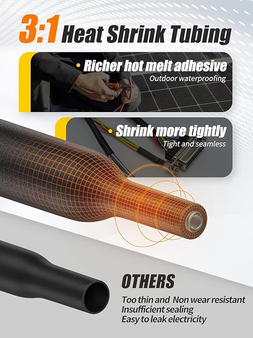 Eventronic Heat Shrink Tubing Kit 200 PCS, 3.54" Extra-Length, 3:1 Ratio Dual - Image 4