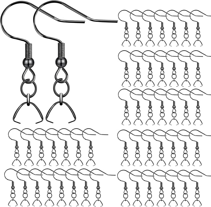 Earring Hooks 50PCS/25Pairs, Stainless Steel Ear Wires Fish Hooks, by MENKEY
