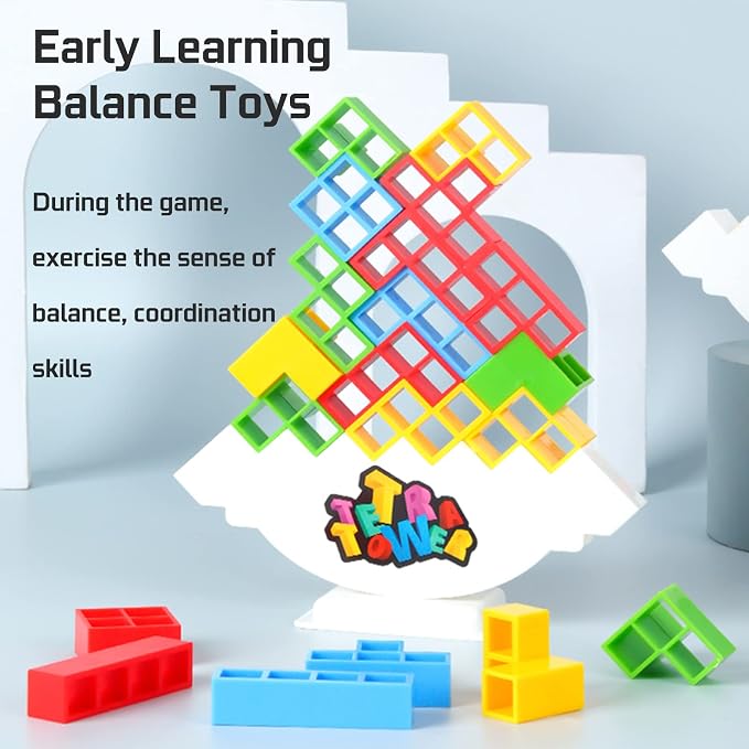 ALKISTA 48 Pcs Tetra Tower Balance Stacking Blocks Game, Board Games - Image 6