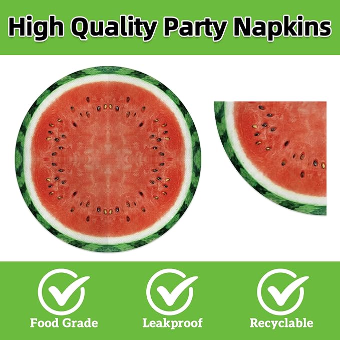 40Pcs Watermelon Birthday Plates and Napkins Set Disposable Fresh Fruit Melon - Image 4