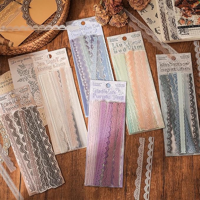 40 Pcs Transparent Lace Stickers - Image 6