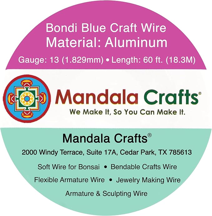 Mandala Crafts 13 Gauge Bondi Blue Anodized Aluminum Craft Wire, 60 FT | Colored - Image 3