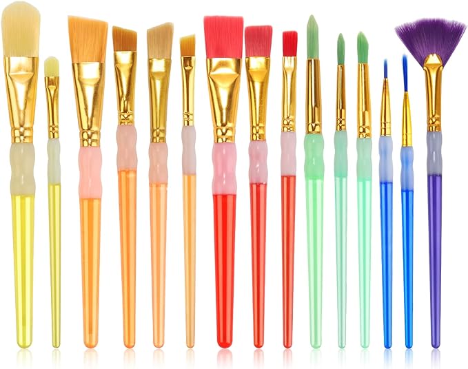 15Pcs Paint Brushes Value Pack, Includes 15 Different Types of Brushes by KEVINSASACRAFTS